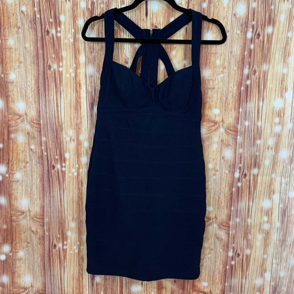 City Trangles Body Con Halter Dress Size 7 Navy